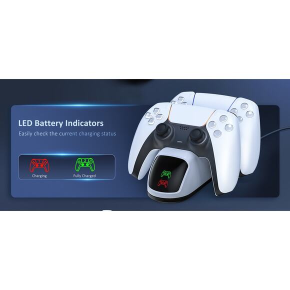 NexiGo Dual Charging Station Dock for PS5 DualSense Controller White for P-5 - Picture 3 of 8